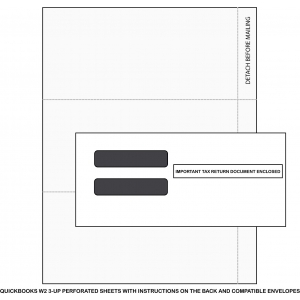 100 QuickBooks 3-UP W2 Forms and Envelopes for 2015